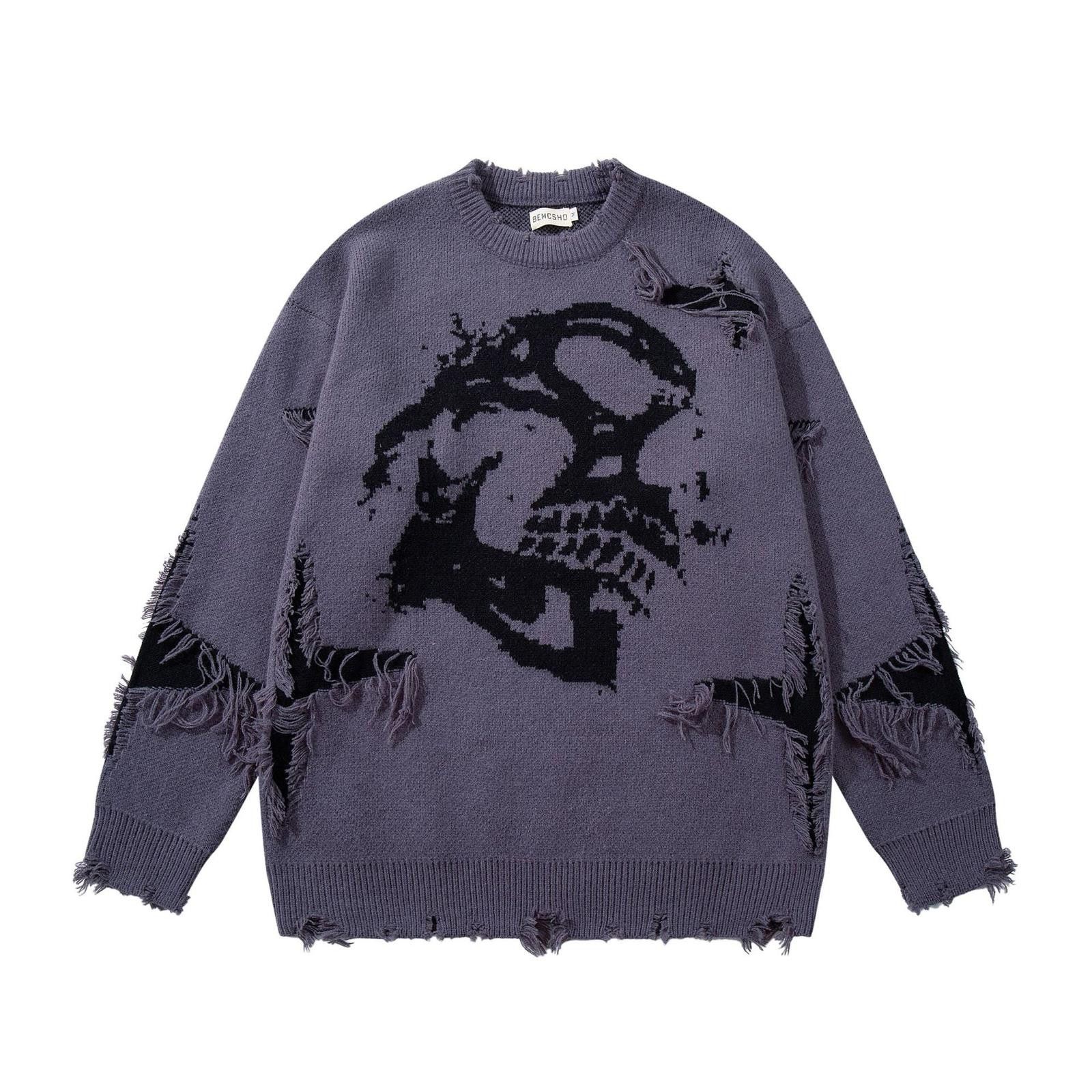 Vintage Thickened Skull Destroyed Knit Sweater Size US M / EU 48-50 / 2 - 3 Thumbnail