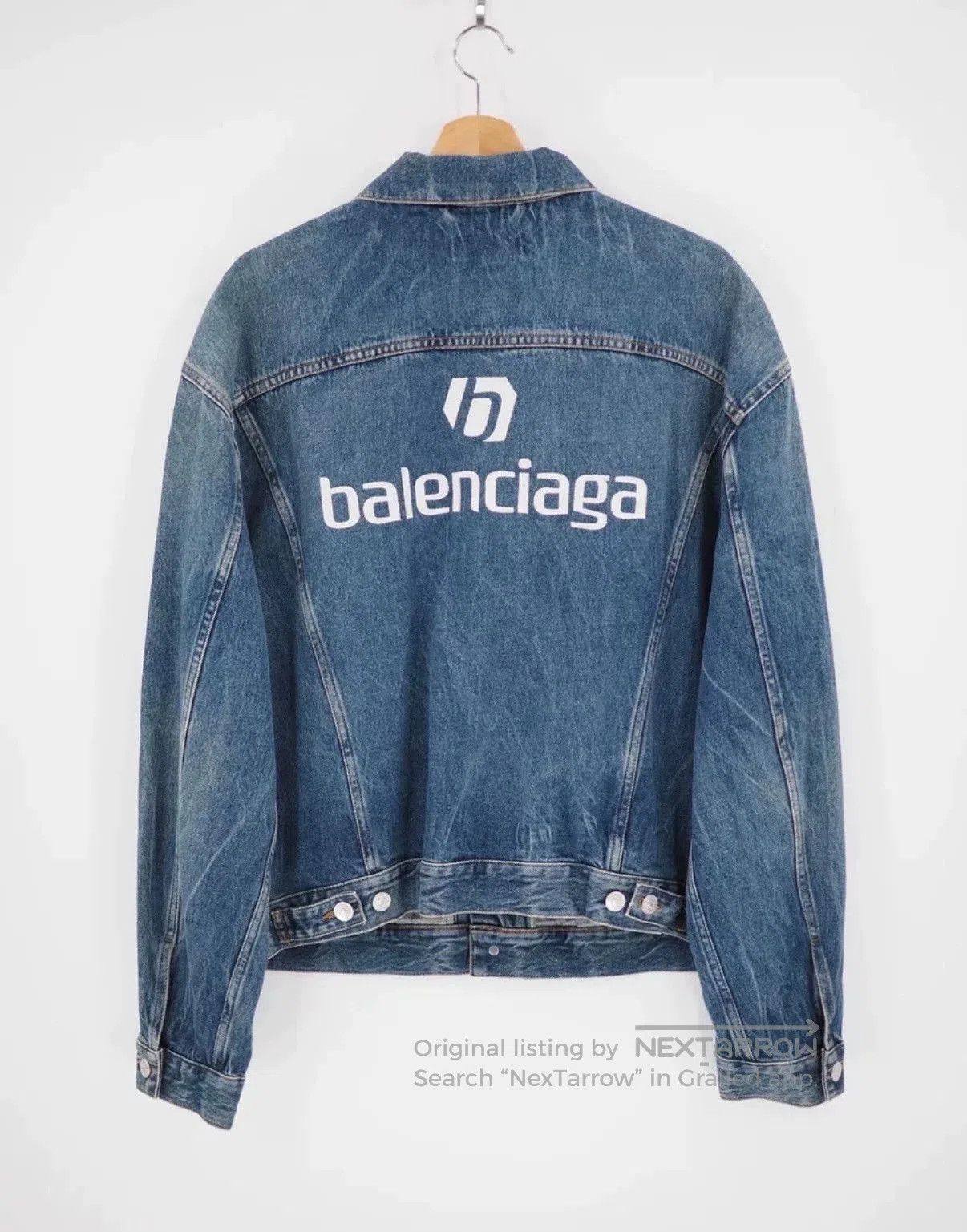 Balenciaga Balenciaga Back Logo Embroidered Denim Jacket. Size US XL / EU 56 / 4 - 1 Thumbnail