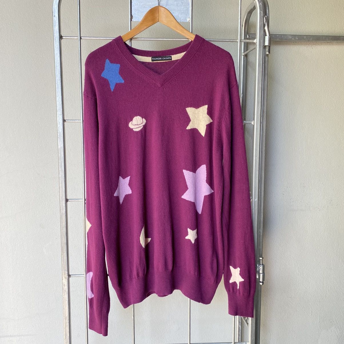 Tsumori Chisato TSUMORI CHISATO Purple Starry V-Neck Sweater Size XS / US 0-2 / IT 36-38 - 1 Thumbnail