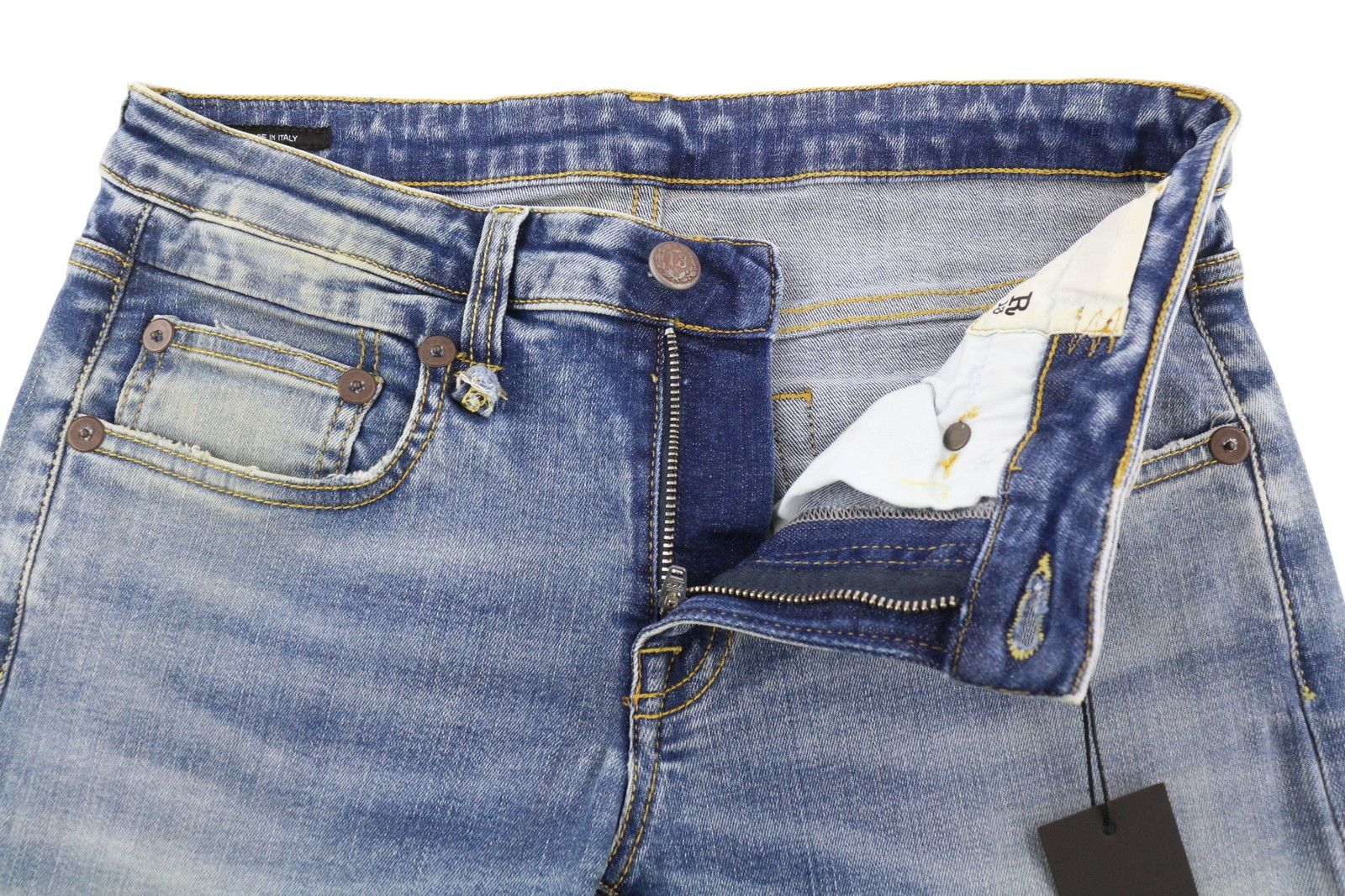 R13 BOY SKINNY 27 Blue Washed Faded Ankle Cropped Zip Fly 86322 Size 27" / US 4 / IT 40 - 4 Thumbnail