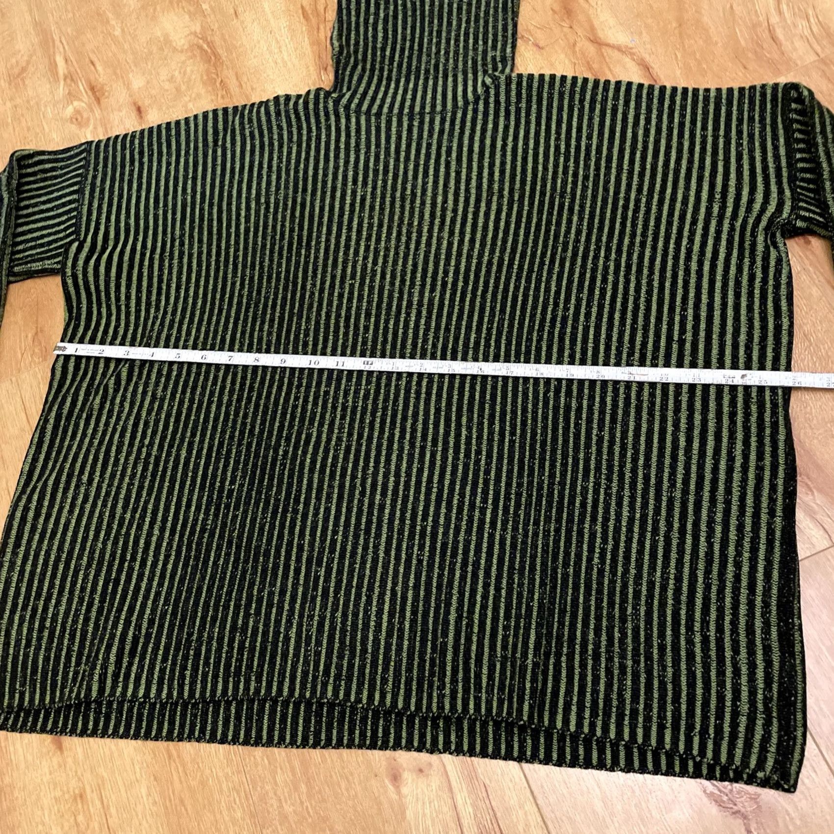 Vintage VINTAGE 90s Striped Turtleneck Sweater Green Black Women's Large Oversize Pullover Size L / US 10 / IT 46 - 3 Thumbnail