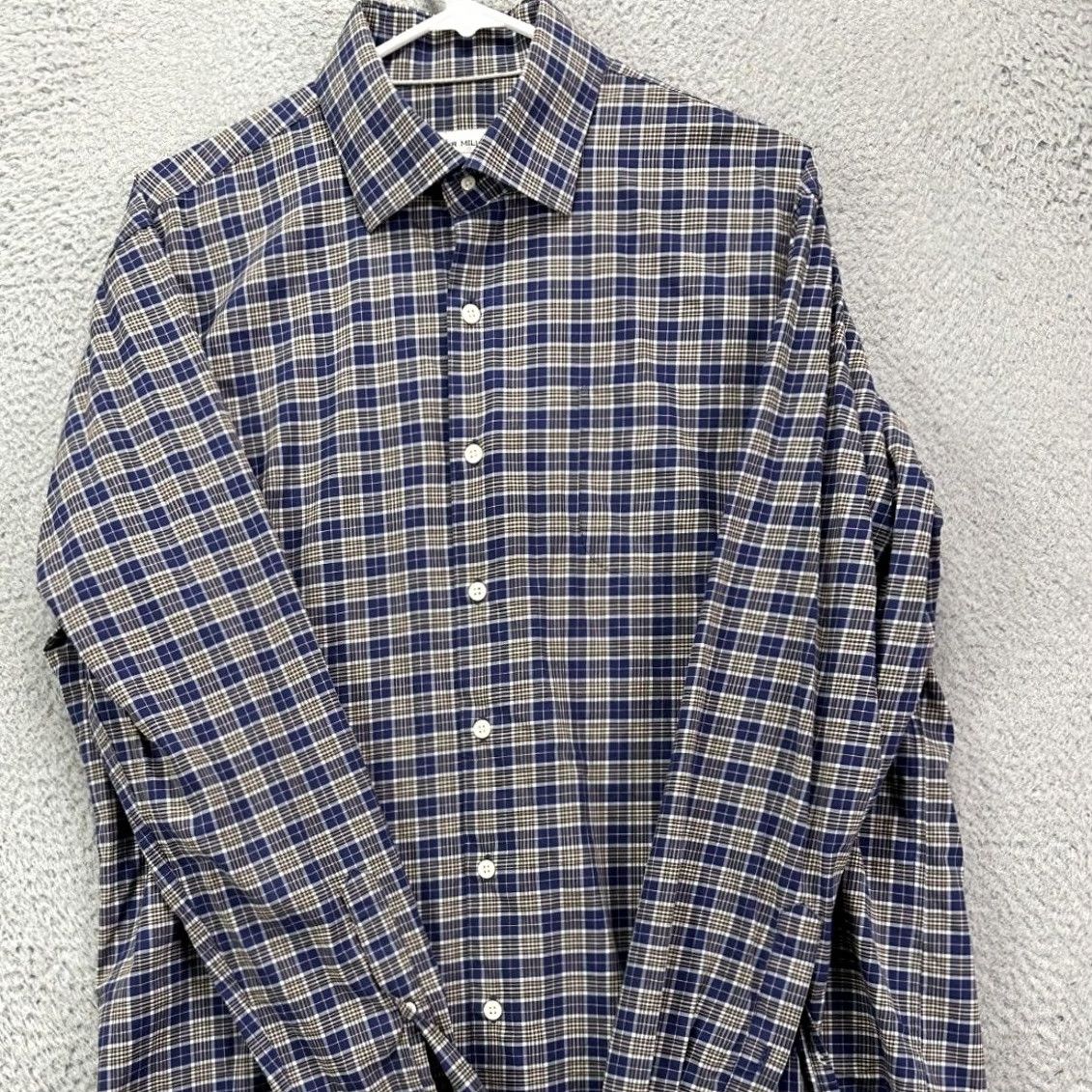 Peter Millar Peter Millar Shirt Mens Large Plaid Button-Down Short Sleeve Navy Brown Casual Size US L / EU 52-54 / 3 - 4 Thumbnail
