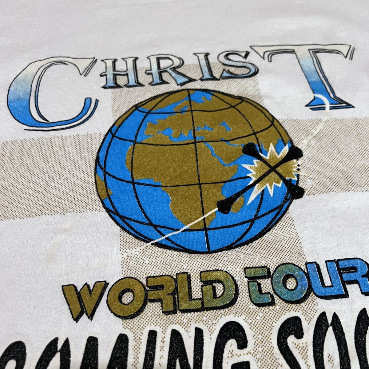 Vintage Vintage 90s Christ World Tour Jesus God Holy Bible Tee XL Size US XL / EU 56 / 4 - 3 Thumbnail