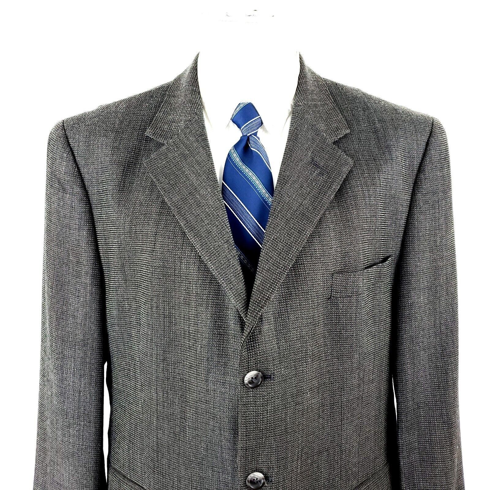 Stafford Stafford Executive Wool Silk 3 Button Sport Coat 42R Black W Size 42R - 1 Thumbnail