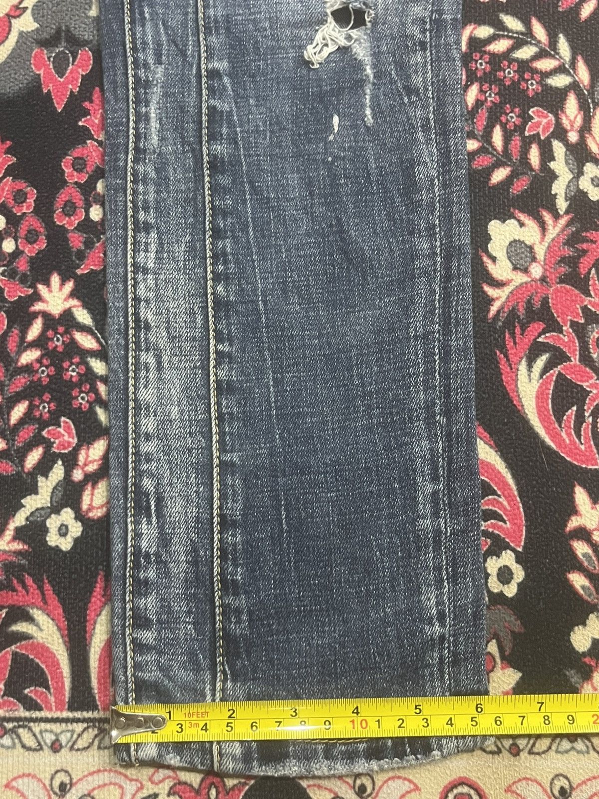 Dsquared2 Dsquared2 Blue Denim Slim Fit Paint Splatter Distressed Jean Size US 29 - 18 Thumbnail