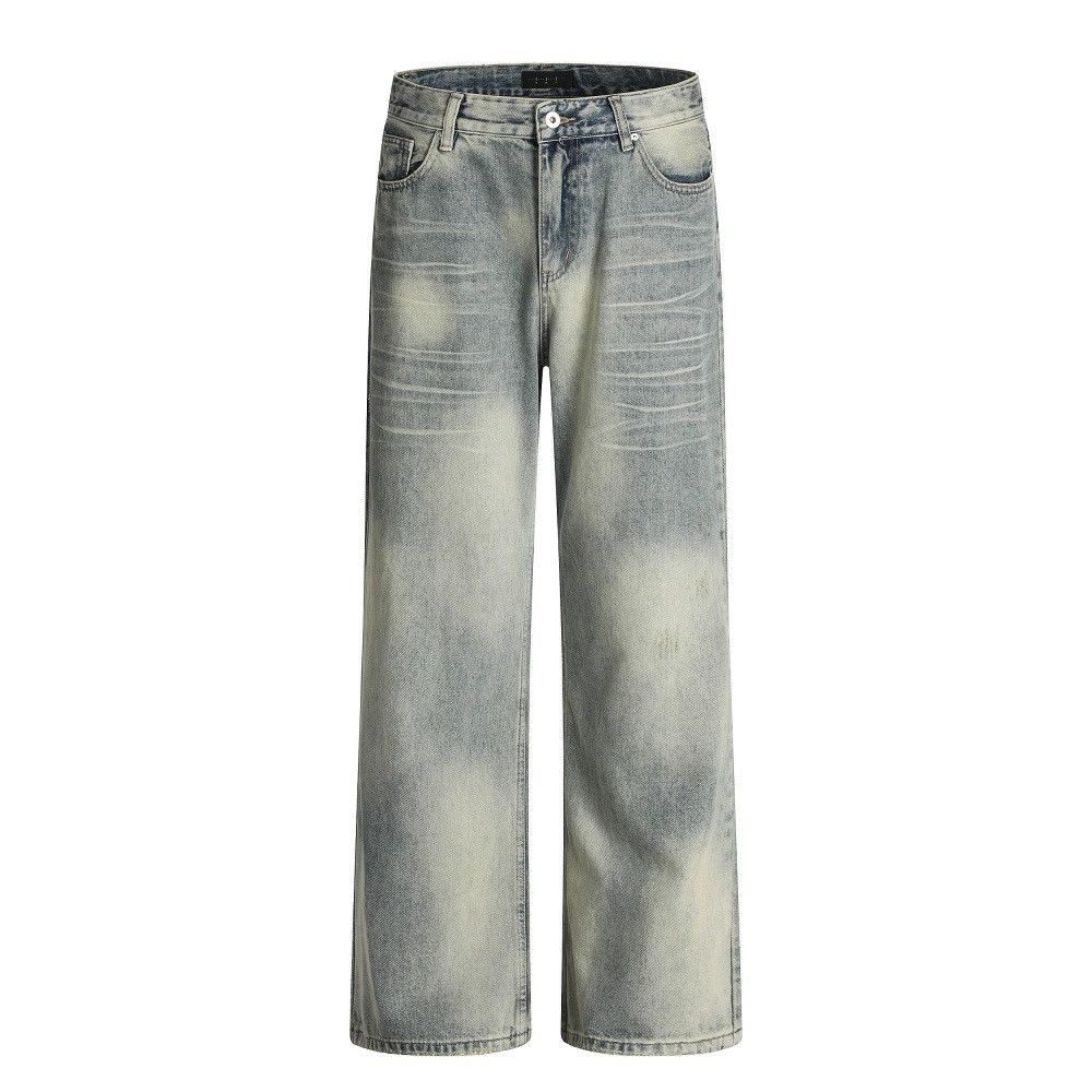 Jean Men's casual punk distressed tie-dye washed gradient jeans Size US 32 / EU 48 - 1 Thumbnail