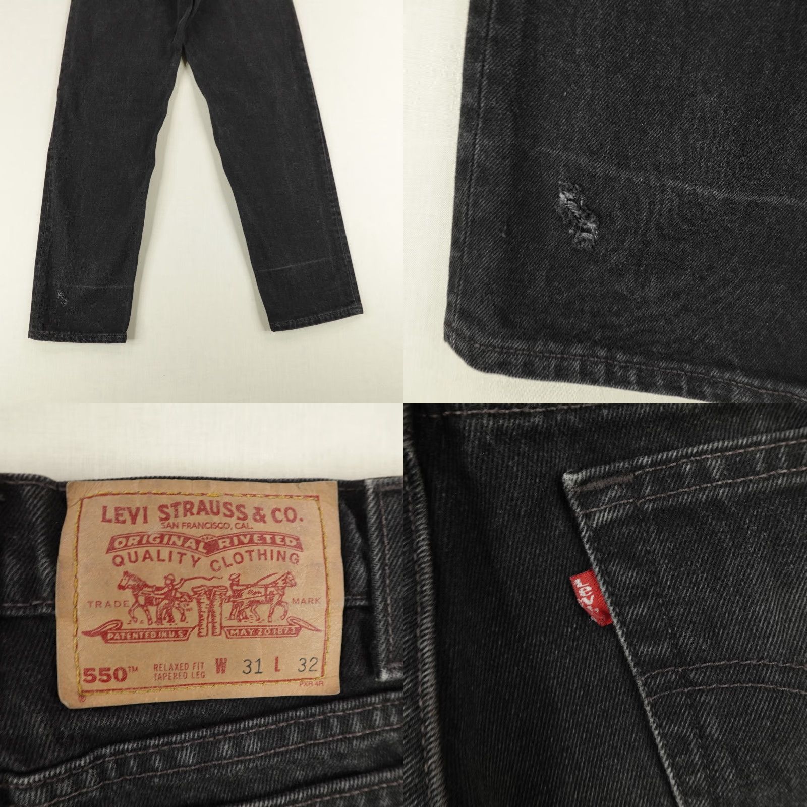 Levi's VINTAGE Levi's Jeans Mens 31x32 Denim 550 Relaxed Tapered Fit 90s Black Leather Label 550 Mens 90s Denim Jeans Size US 28 / EU 44 - 8 Thumbnail