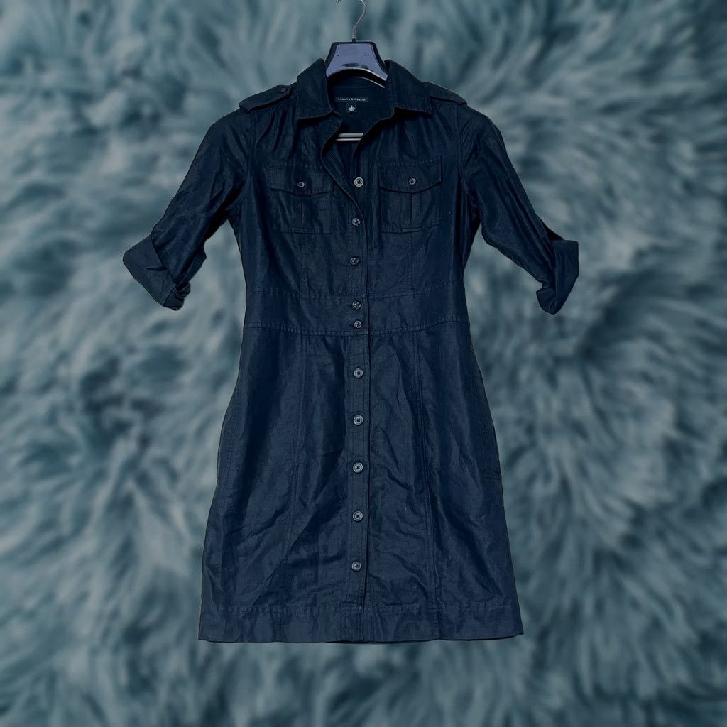 Banana Republic Banana Republic Women's Shirt Dress Black Button-Up Midi Long Sleeve Size 2 Cotton Hemp Canvas Regular Casual Workwear Size XS / US 0-2 / IT 36-38 - 1 Thumbnail