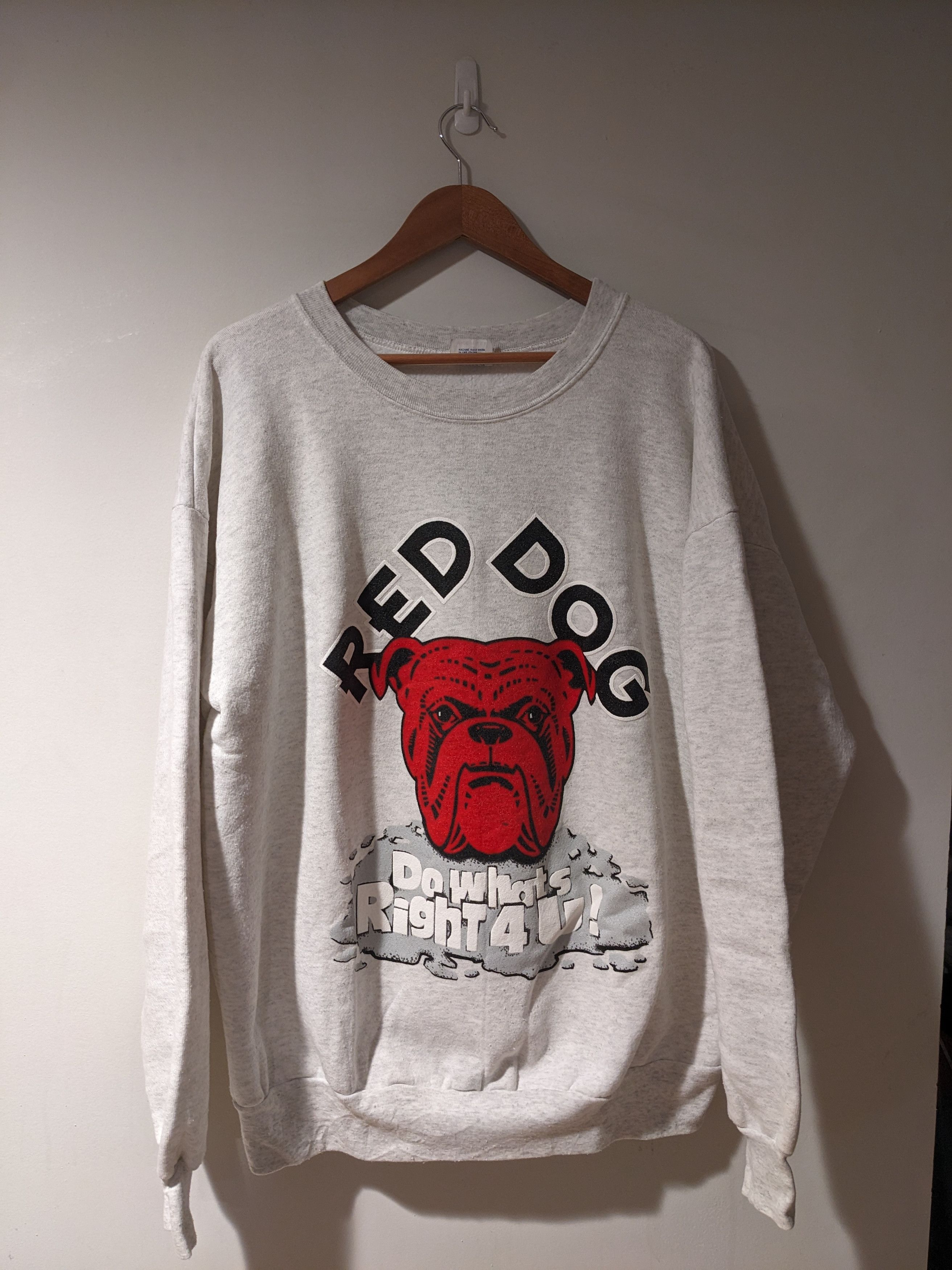 image of Vintage 90's Red Dog Miller Light Beer Do What's Sweatshirt in Grey, Men's (Size 2XL)