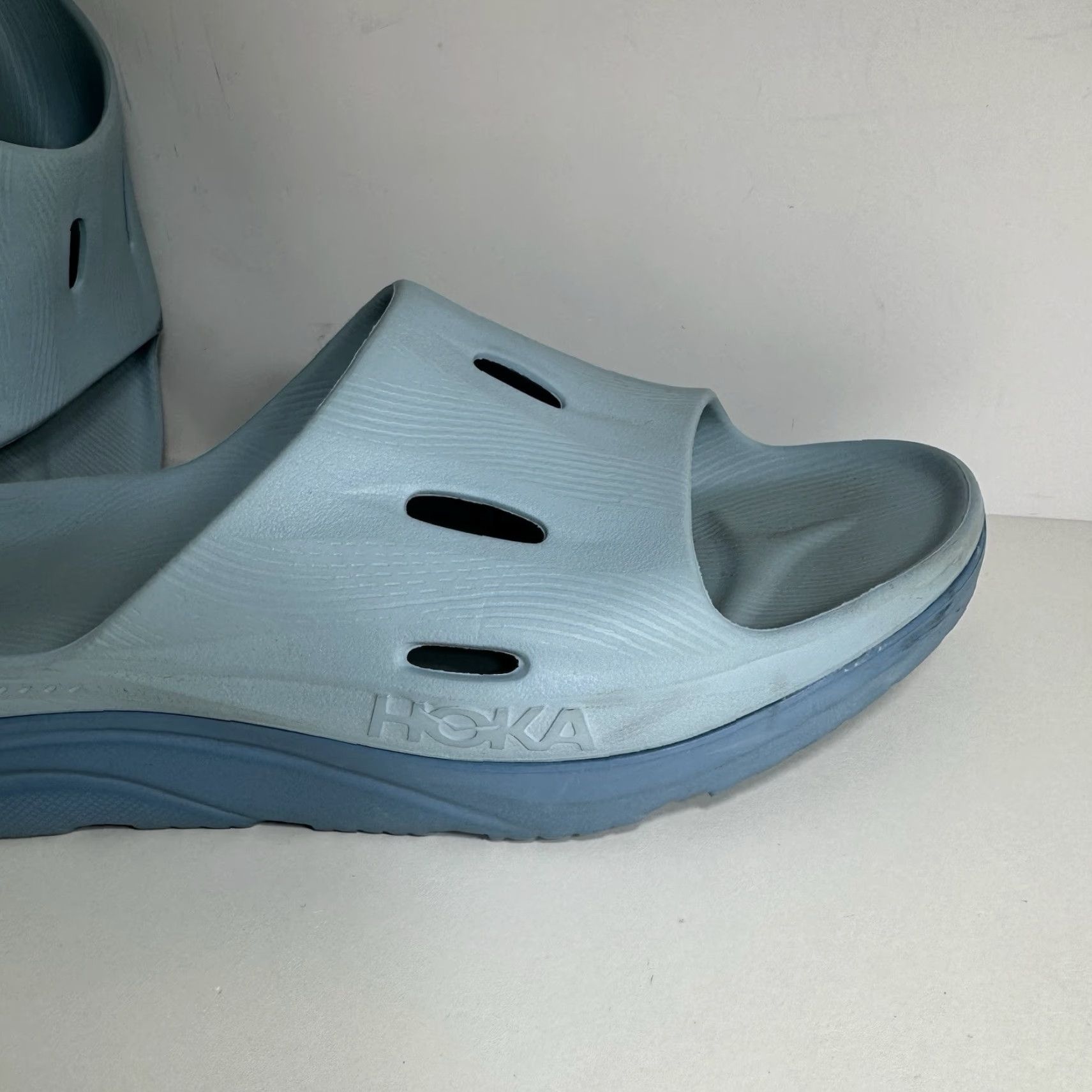 Vintage Hoka One One Ora Recovery Slides Sandal Mens 12 Light Blue Size ONE SIZE - 3 Thumbnail