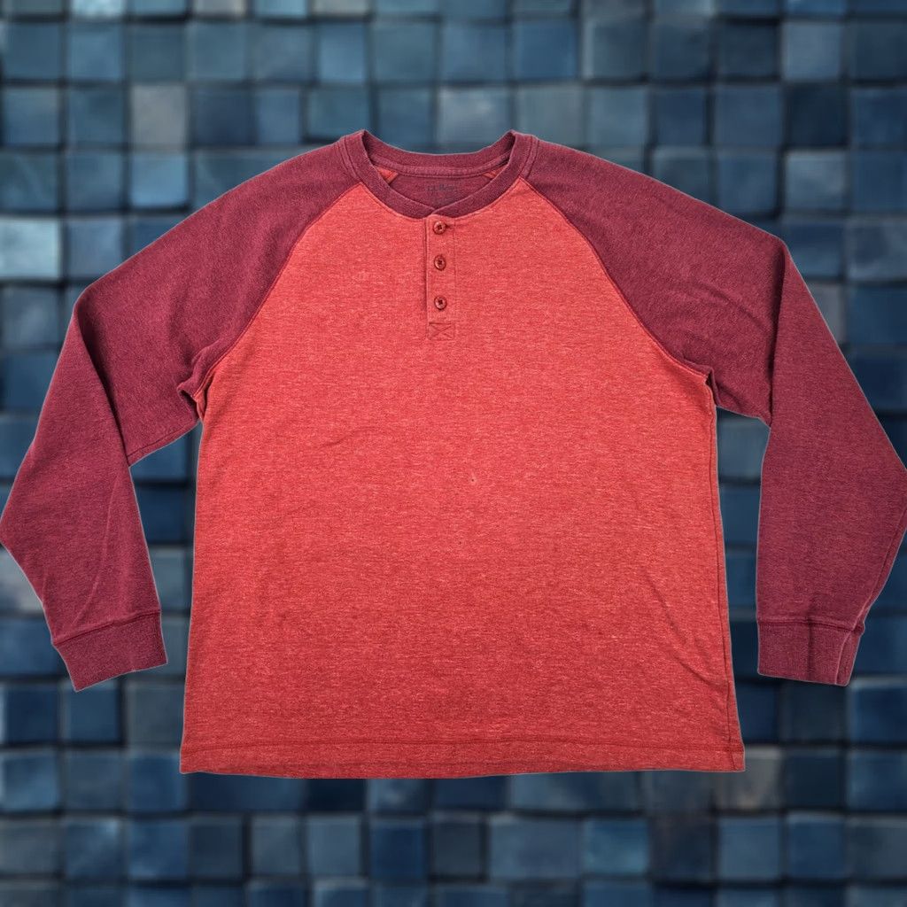 Vintage L.L. Bean Henley Button Crew Neck Pullover Shirt Men L Red Regular Fit, Knit, Long Sleeve, Solid, Casual, Fall/Winter/Spring, USA Theme Size US L / EU 52-54 / 3 - 1 Thumbnail