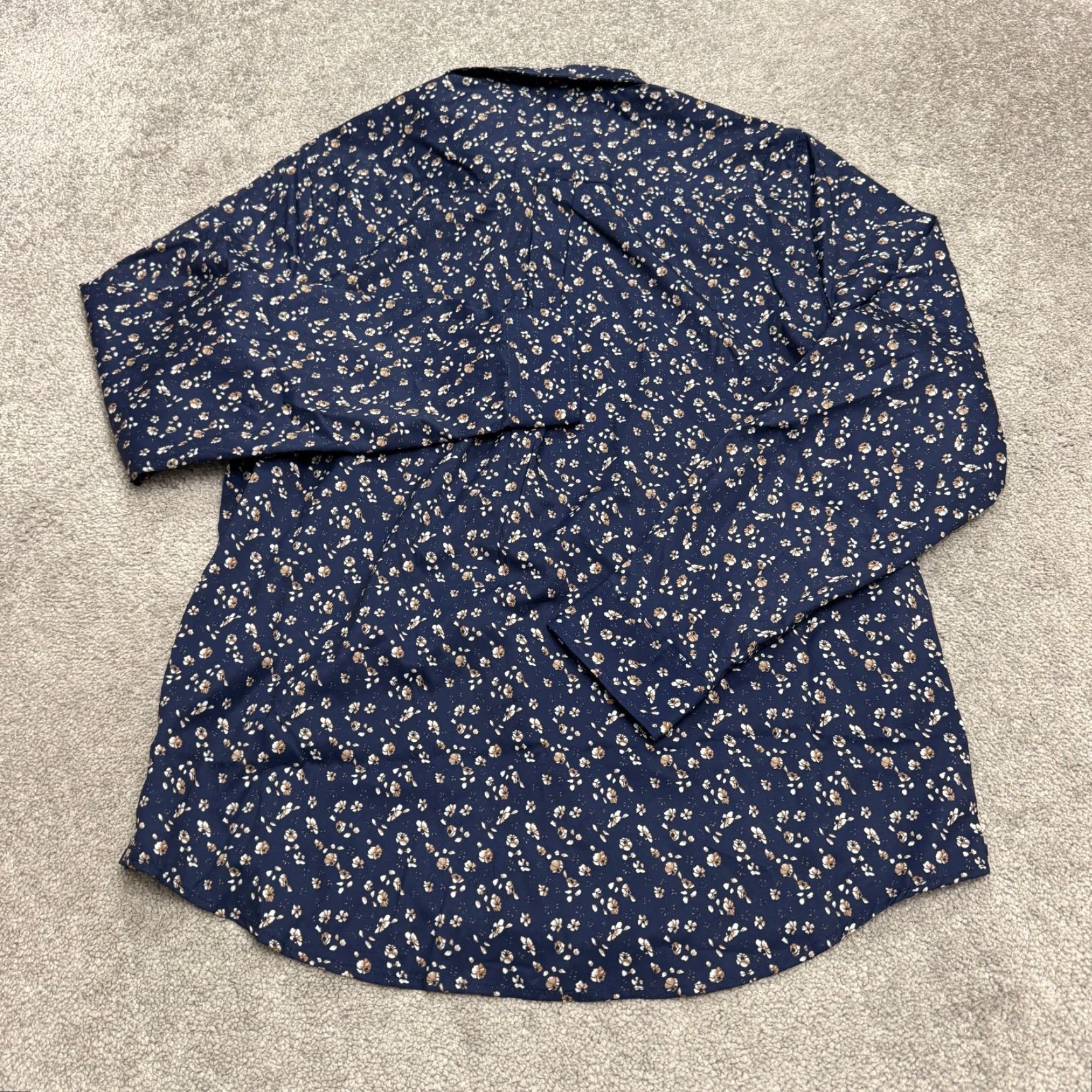 Nordstrom Nordstrom Shirt XL Navy Floral 4-Way Stretch Button Down NWT Heritage Button-Up Men (Blue) Summer Spring Fall Winter Size US XL / EU 56 / 4 - 2 Thumbnail