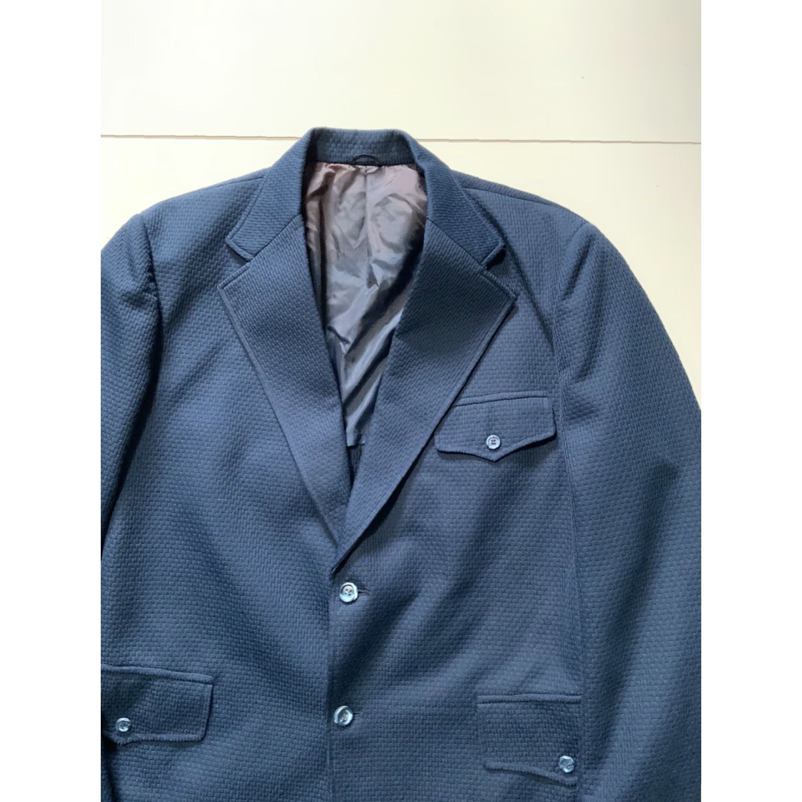 Vintage VINTAGE 70s Matt Andrews Double Knit Polyester Disco Leisure Blazer Jacket Sz. L Size 42R - 5 Thumbnail