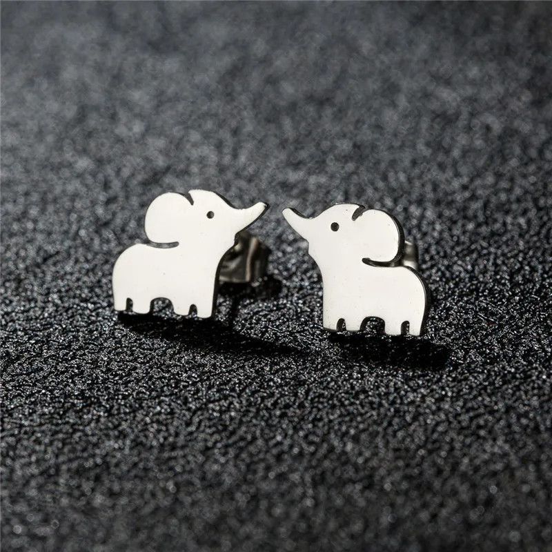 Jewelry Elephant Mini Stud Earrings Charm Earring Gift Size ONE SIZE - 1 Thumbnail