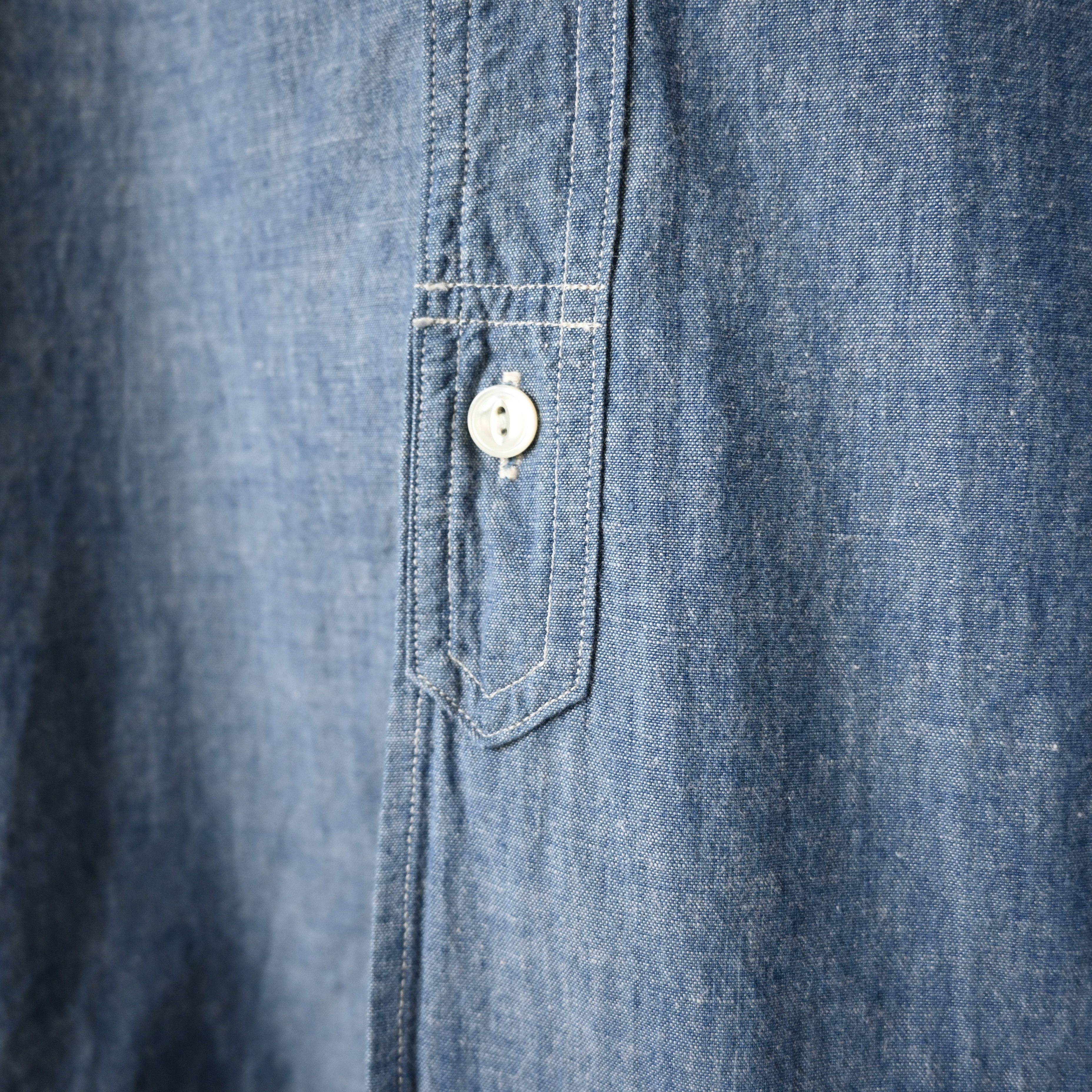 FOB Factory chambray band collar work shirt, made in Japan