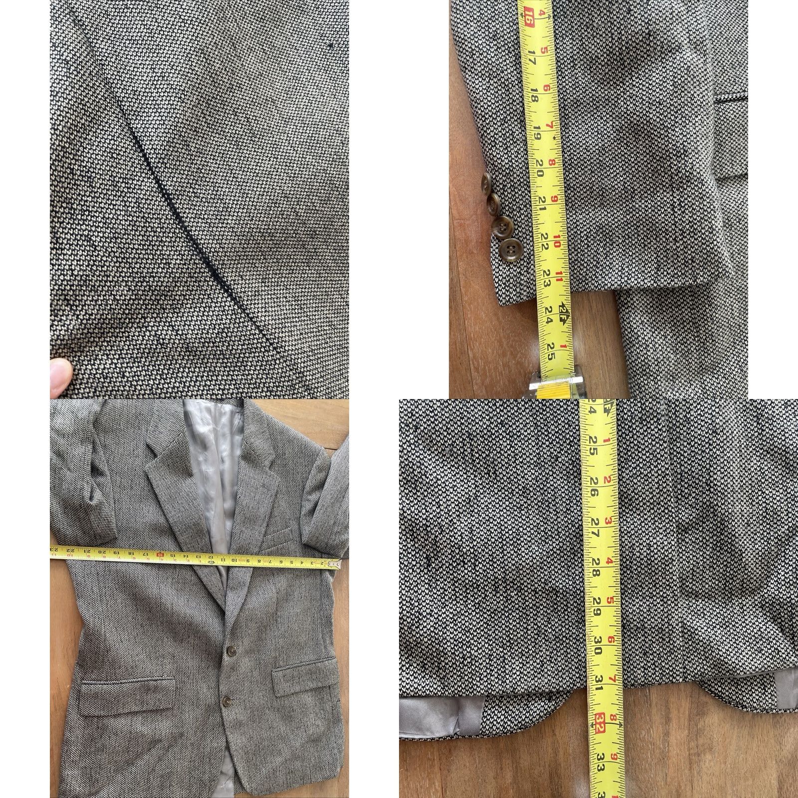 Ralph Lauren VINTAGE Polo University Club Ralph Lauren Blazer Mens 43R Tweed Black/White Two Button Notch Lapel Speckled University/USA 90s Mens Size US XL / EU 56 / 4 - 9 Thumbnail