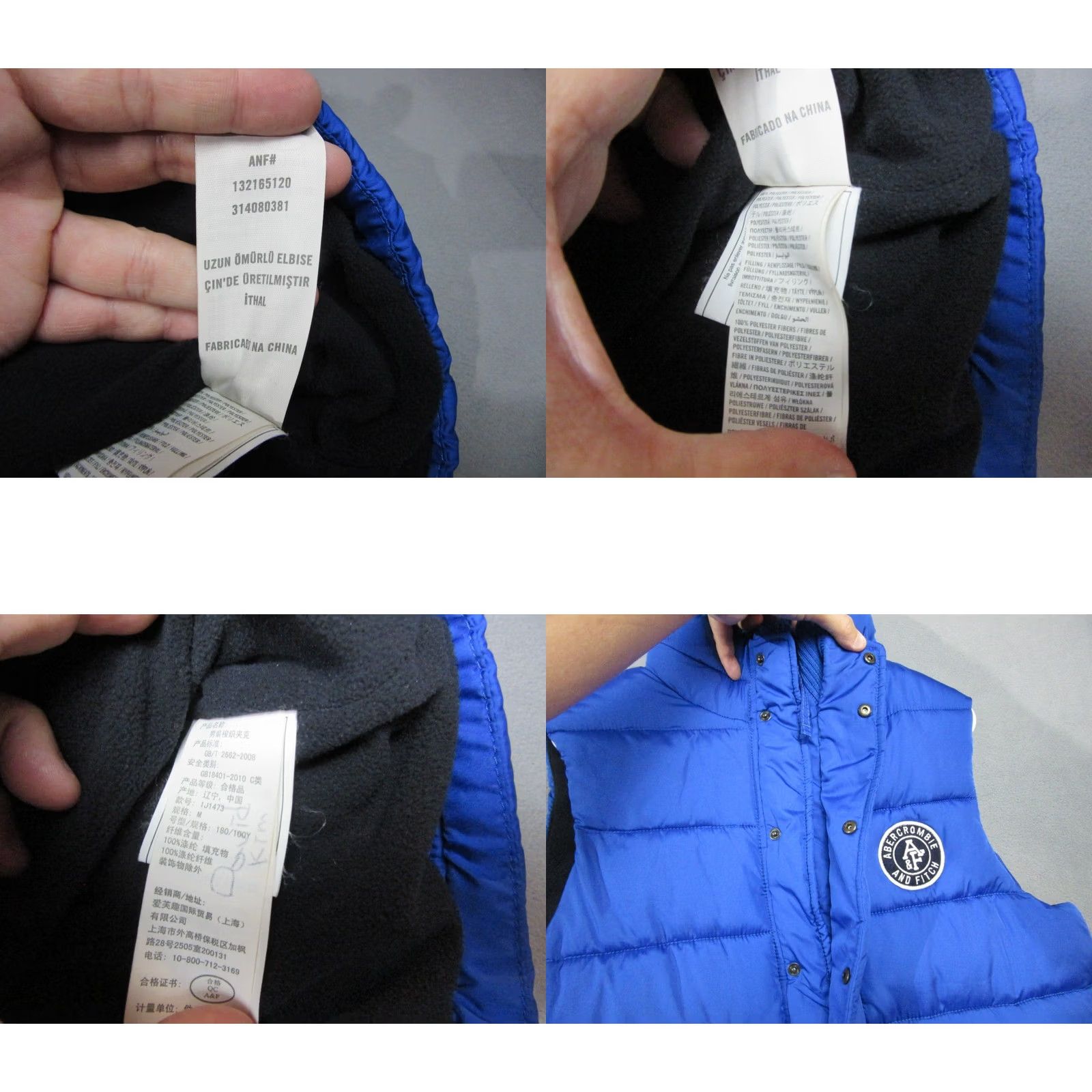 Abercrombie & Fitch Abercrombie & Fitch Vest Mens M Blue Puffer Fleece Lined Mock Neck Zip Size US M / EU 48-50 / 2 - 8 Thumbnail
