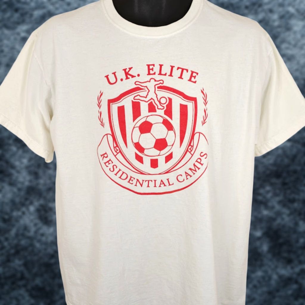 Fruit Of The Loom VINTAGE Fruit of the Loom UK Elite Soccer T Shirt Mens Size Large White Football Futbol Camp T-Shirt Mens Soccer Fans Mens Size US L / EU 52-54 / 3 - 1 Thumbnail