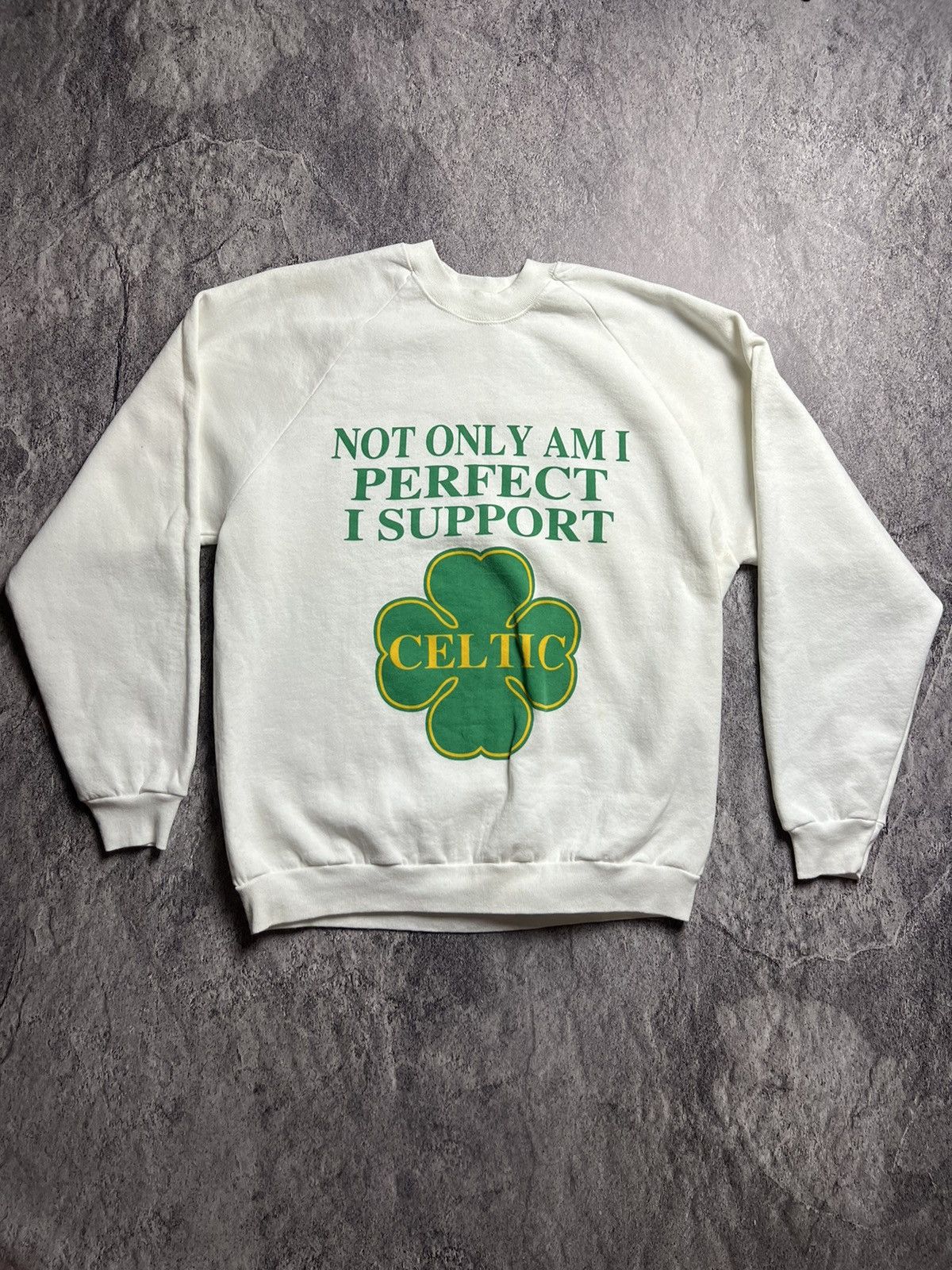 Pre-owned Soccer Jersey X Vintage 90's Vintage Celtic Humor Absurd England Soccer Sweatshirt In White