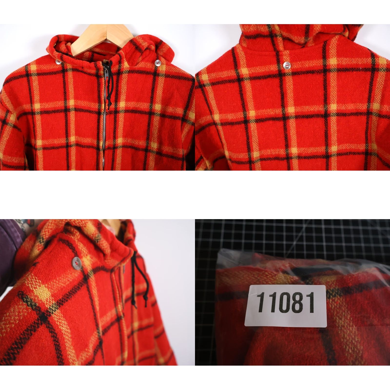 Vintage VINTAGE Wool Zip Liner Jacket M Red Yellow Plaid Hooded Clix Bomber Jacket Men Medium Size US M / EU 48-50 / 2 - 9 Thumbnail
