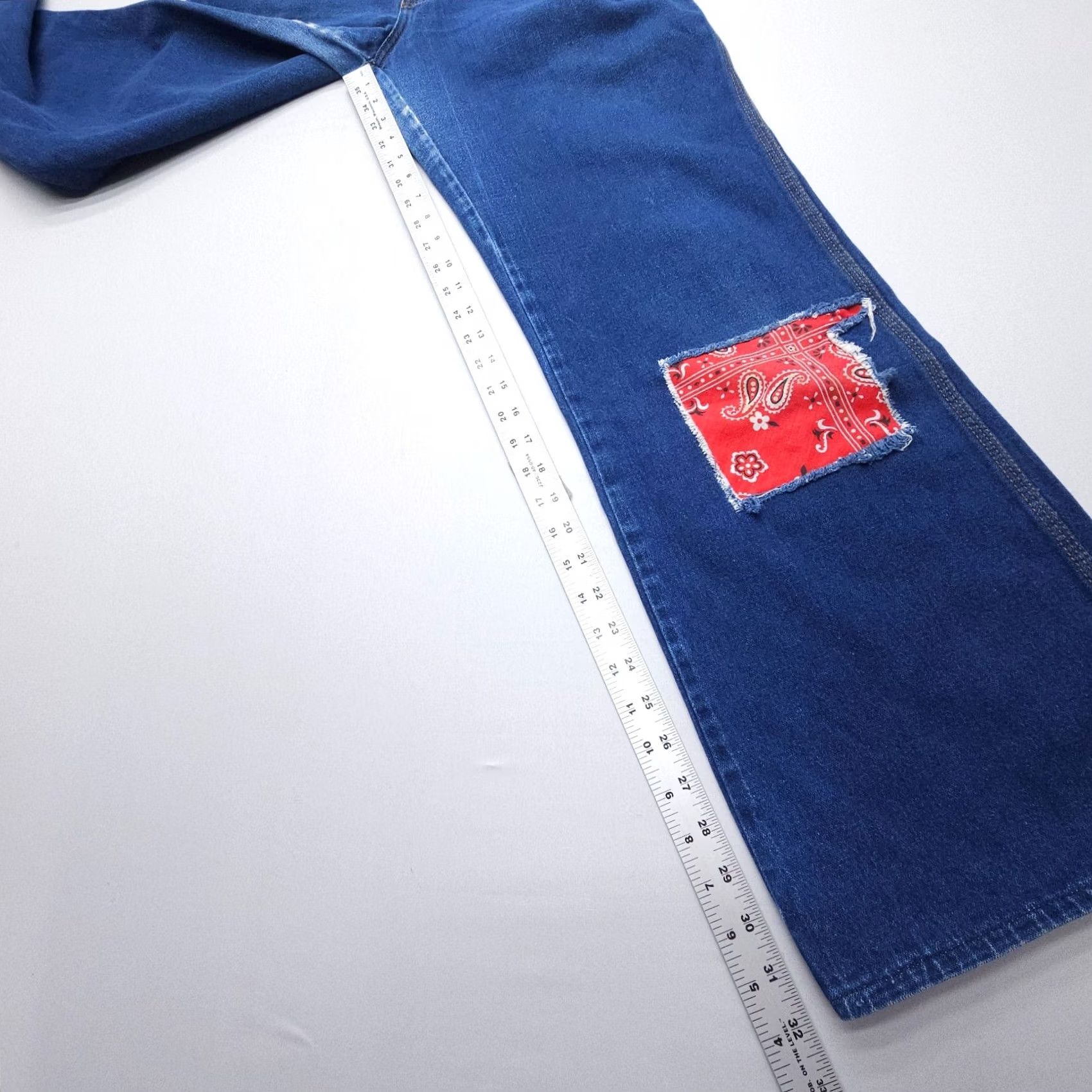 Vintage VINTAGE La Vie Jeans Flared 38x36 Dark Wash 90s Y2K Denim Womens Pants 5-Pocket Zip Inseam 32" Blue Silk Size 26" / US 2 / IT 38 - 7 Thumbnail