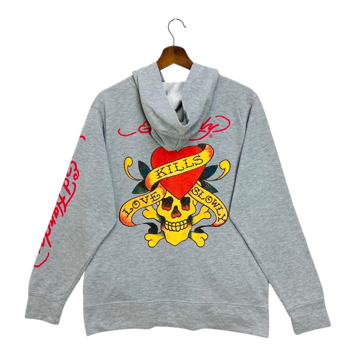Ed Hardy Vintage Y2k Ed Hardy Hoodie Light Cotton Gray Zip Up Size L Size US L / EU 52-54 / 3 - 1 Thumbnail
