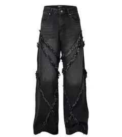 Japanese Brand Vintage Street Hip Hop Washed Faded Black Ripped Jeans Size US 34 / EU 50 - 5 Thumbnail