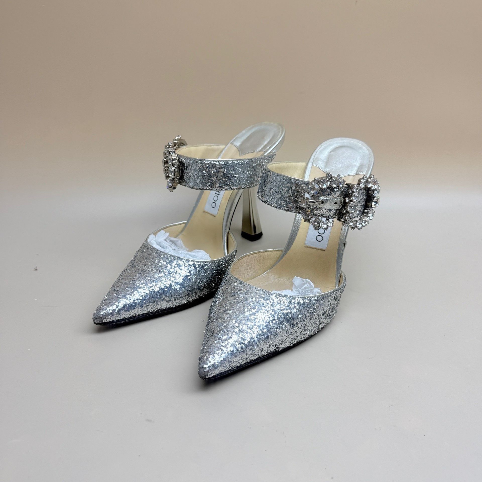 Jimmy Choo Jimmy Choo Crystal Buckle Glitter Heels Size US 6.5 / IT 36.5 - 1 Thumbnail
