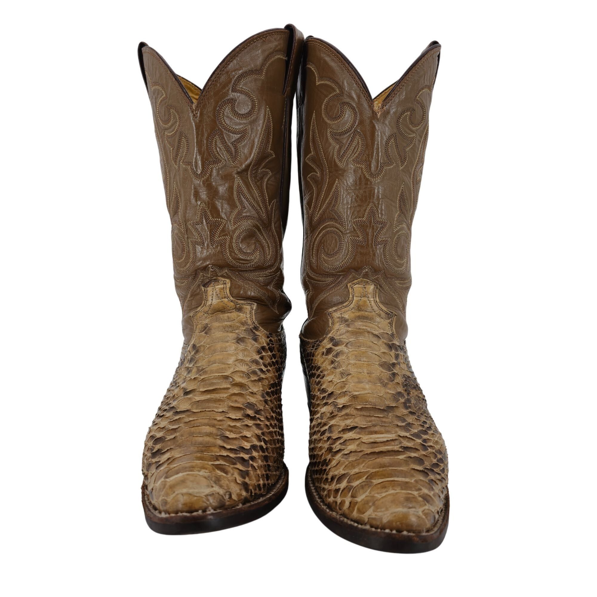 Justin Vintage Exotic Python Snakeskin Justin Mens 11D Brown Cowboy Size US 11 / EU 44 - 18 Thumbnail