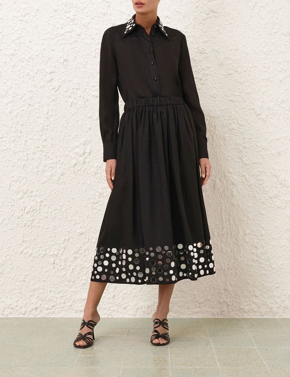 Zimmermann oc11z0825 Eden Mirror Midi Skirt in Black Size 26" / US 2 / IT 38 - 2 Thumbnail