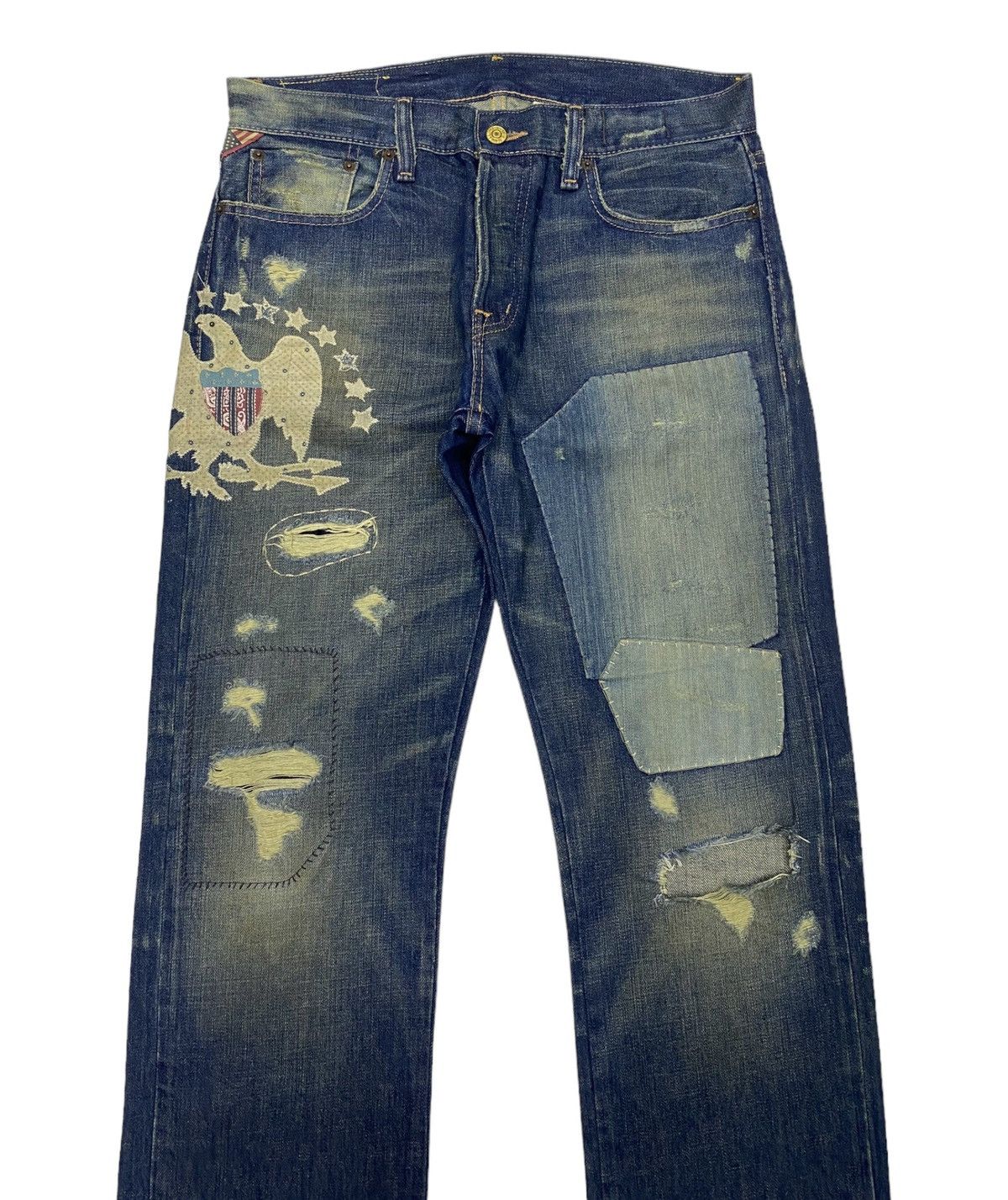 Kapital 🔥DENIM & SUPPY RALPH LAUREN PATCHWORK DISTRESS DENIM JEANS Size US 34 / EU 50 - 2 Thumbnail