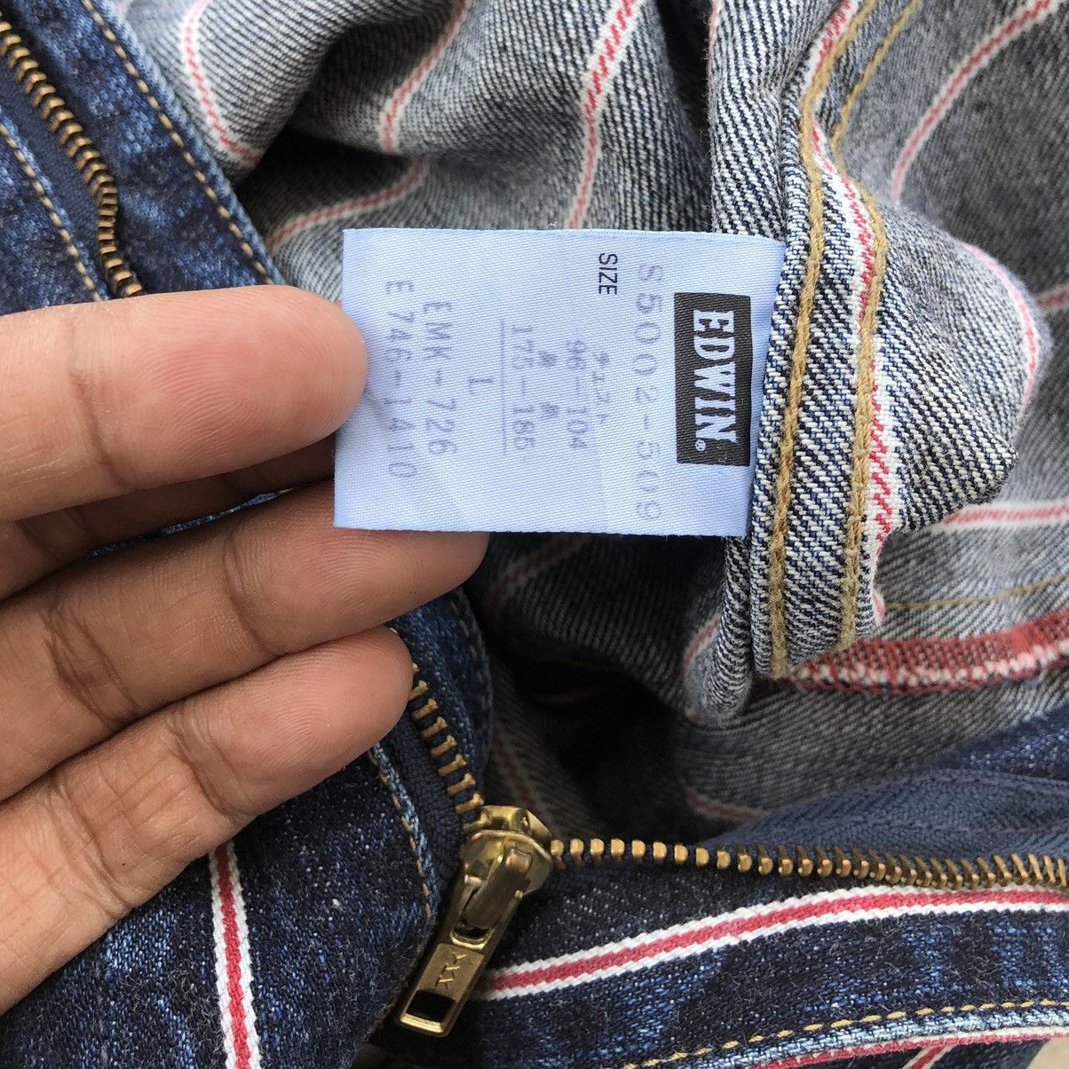 Edwin VTG EDWIN 13oz Grand Blue Selvage Denim Jacket Striped Jeans Size US L / EU 52-54 / 3 - 25 Thumbnail