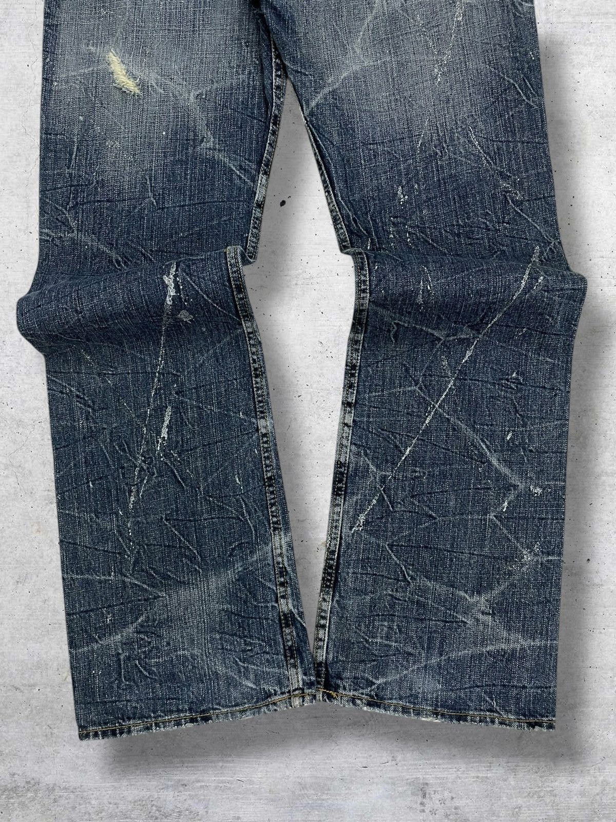 Tornado Mart VINTAGE JAPAN FLARED RIPPED DISTRESSED SPLASH SEMANTIC DENIM Size US 32 / EU 48 - 9 Thumbnail