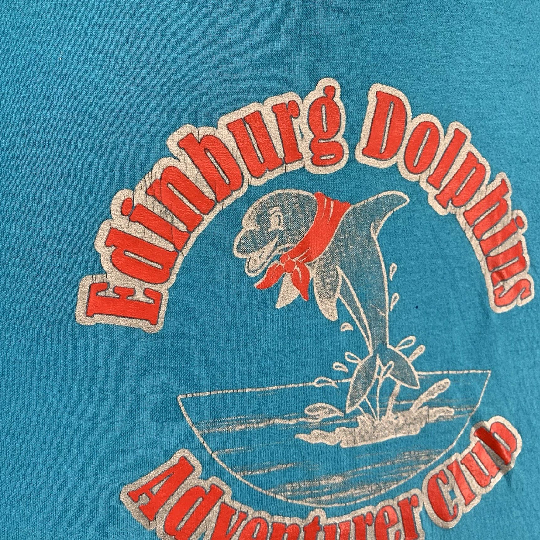 Jerzees VINTAGE JERZEES Blue Graphic T-Shirt Mens Medium Edinburg Dolphins Adventurer Club 90s Retro Animal Lovers Size US M / EU 48-50 / 2 - 7 Thumbnail