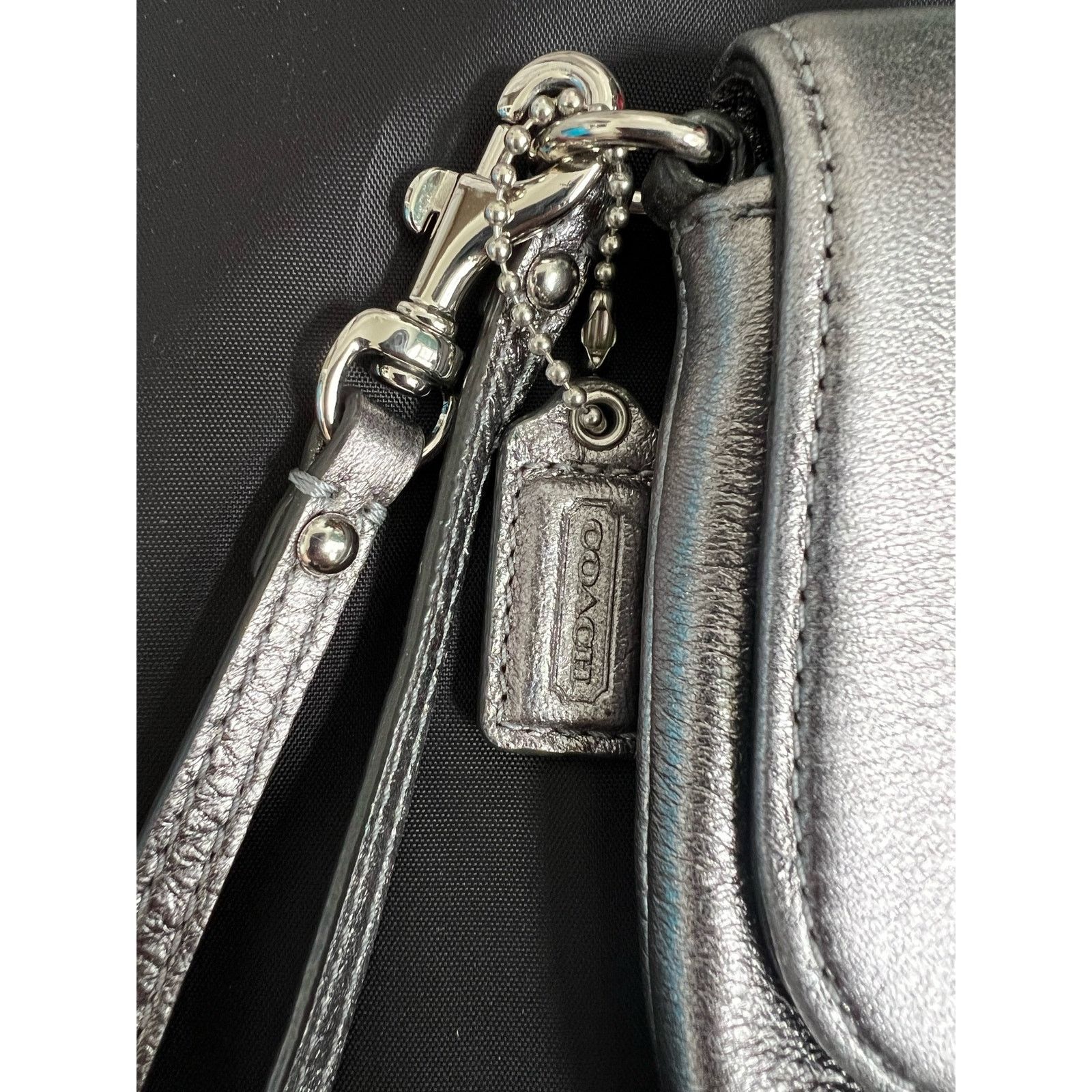 Coach Coach Glam Silver Bag with Blue Satin Lining Size ONE SIZE - 3 Thumbnail