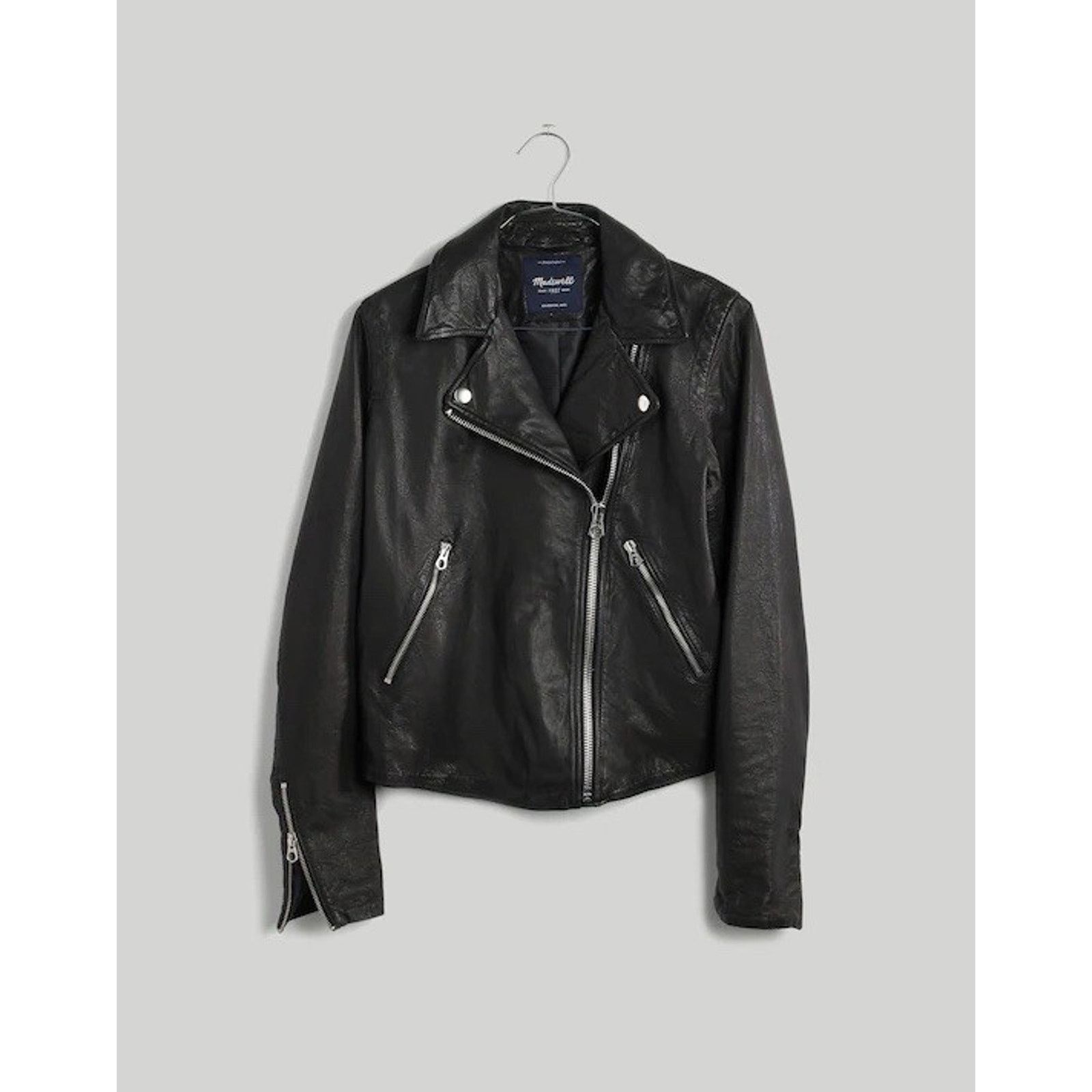 Madewell Madewell Washed Leather Motorcycle Jacket True Black Medium Size M / US 6-8 / IT 42-44 - 2 Thumbnail