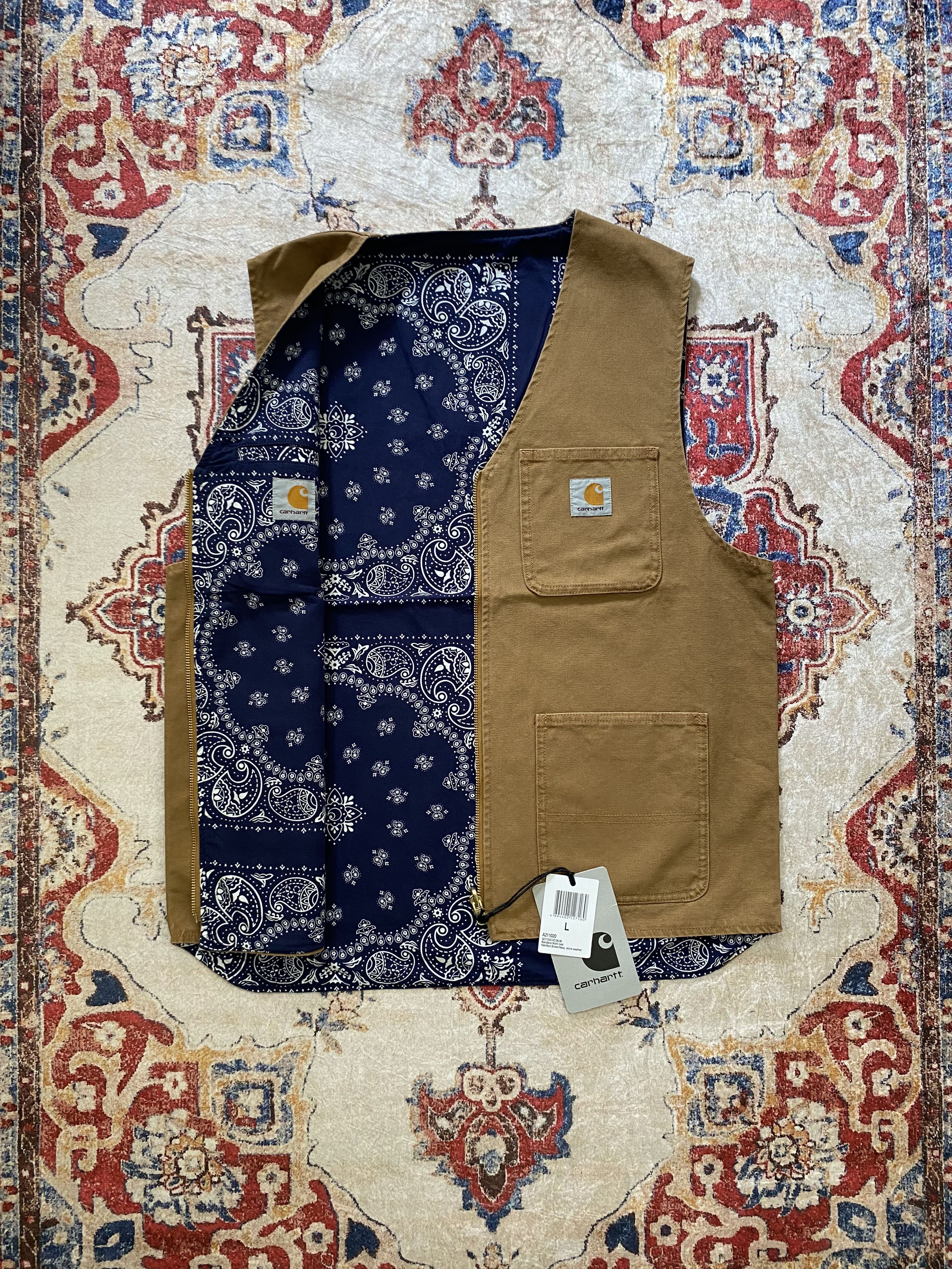 Carhartt Wip Carhartt WIP Bandana Work Vest - Brown/Navy Size US L / EU 52-54 / 3 - 3 Thumbnail