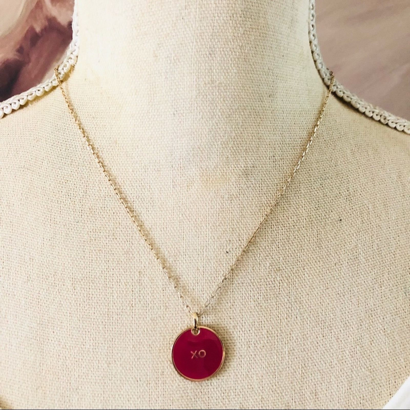 Jewelry XO rose enamel pendant on chain necklace Size ONE SIZE - 1 Thumbnail