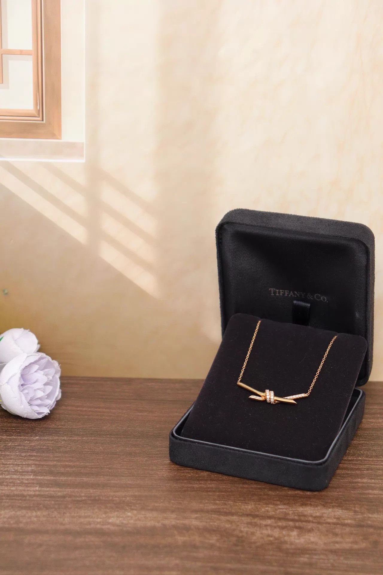Tiffany & Co. Tiffany Kont 18K RG Half-Diamond Necklace 42.5 4 w/box Size ONE SIZE - 1 Thumbnail