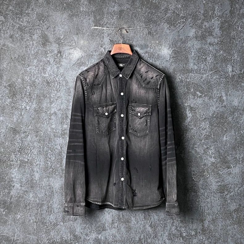 Amiri Amiri Black Gray Cotton Denim Jacket Size US L / EU 52-54 / 3 - 1 Thumbnail