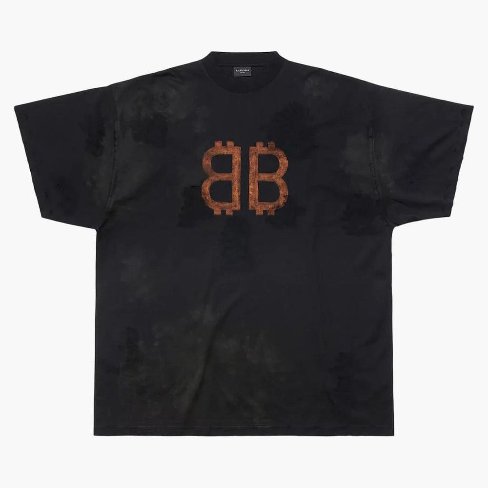Balenciaga crypto t-shirt oversized black faded Size US M / EU 48-50 / 2 - 1 Thumbnail