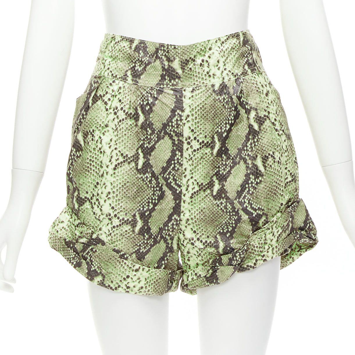Philosophy di Lorenzo Serafini PHILOSOPHY beige scaled print paper effect high waist cuffed shorts IT38 XS Size 26" / US 2 / IT 38 - 1 Thumbnail