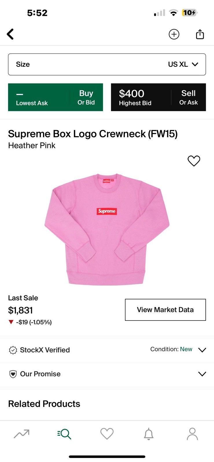 Supreme Supreme Box Logo Crewneck Heather Pink Size US XL / EU 56 / 4 - 9 Thumbnail