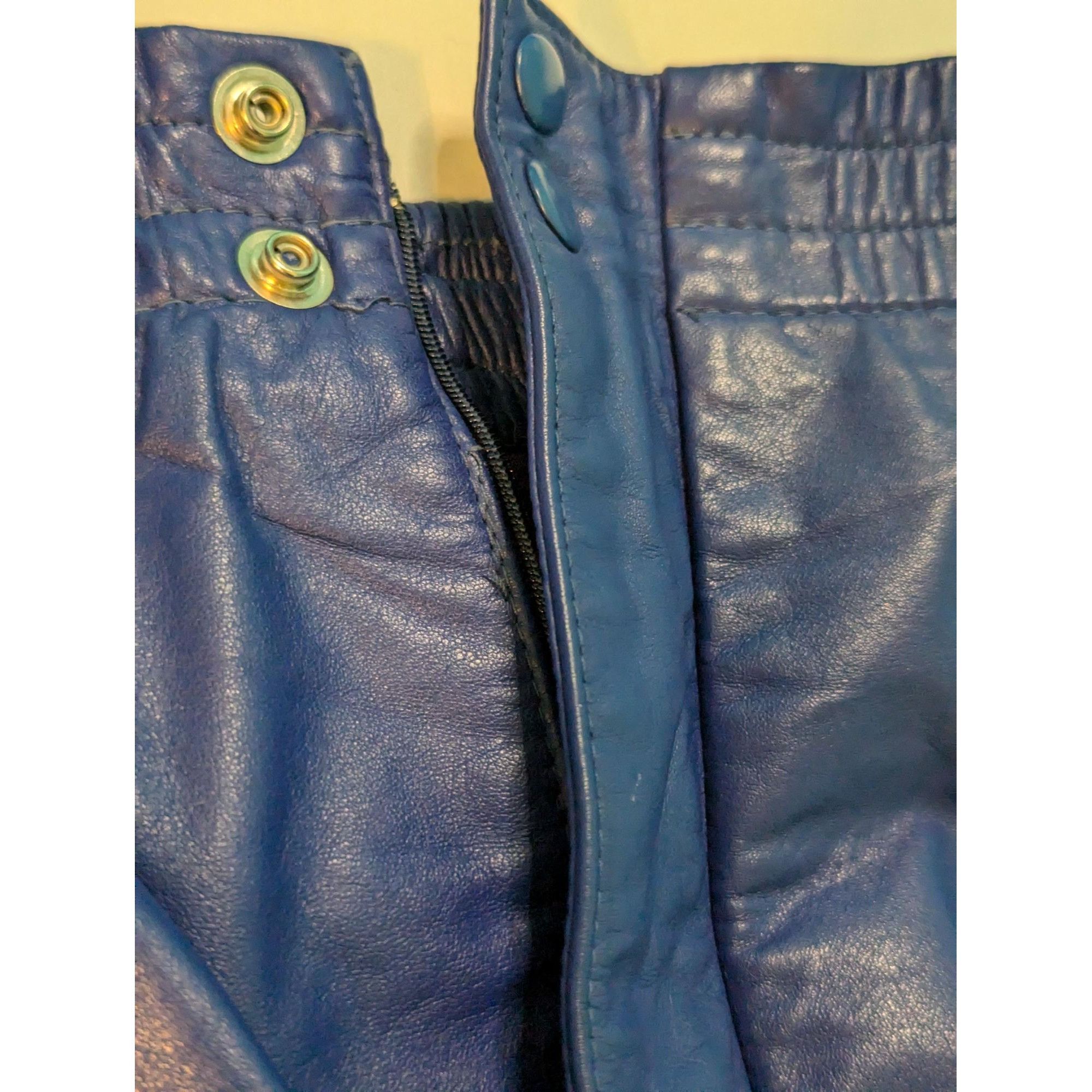 Vintage Vintage Blue Leather Skirt West Bay Size 14 Size 36" / US 14 / IT 50 - 3 Thumbnail