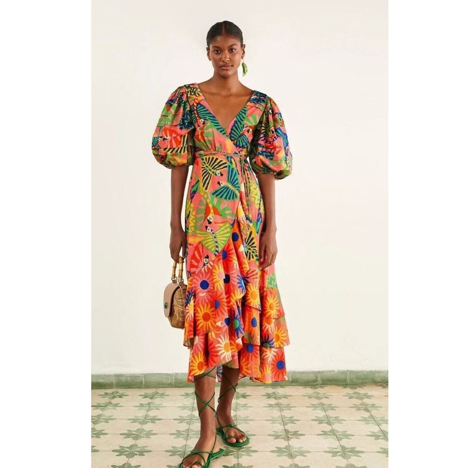 Anthropologie NWT Anthropologie Farm Rio Macaw Ruffled Wrap Dress $250 M Size M / US 6-8 / IT 42-44 - 5 Thumbnail