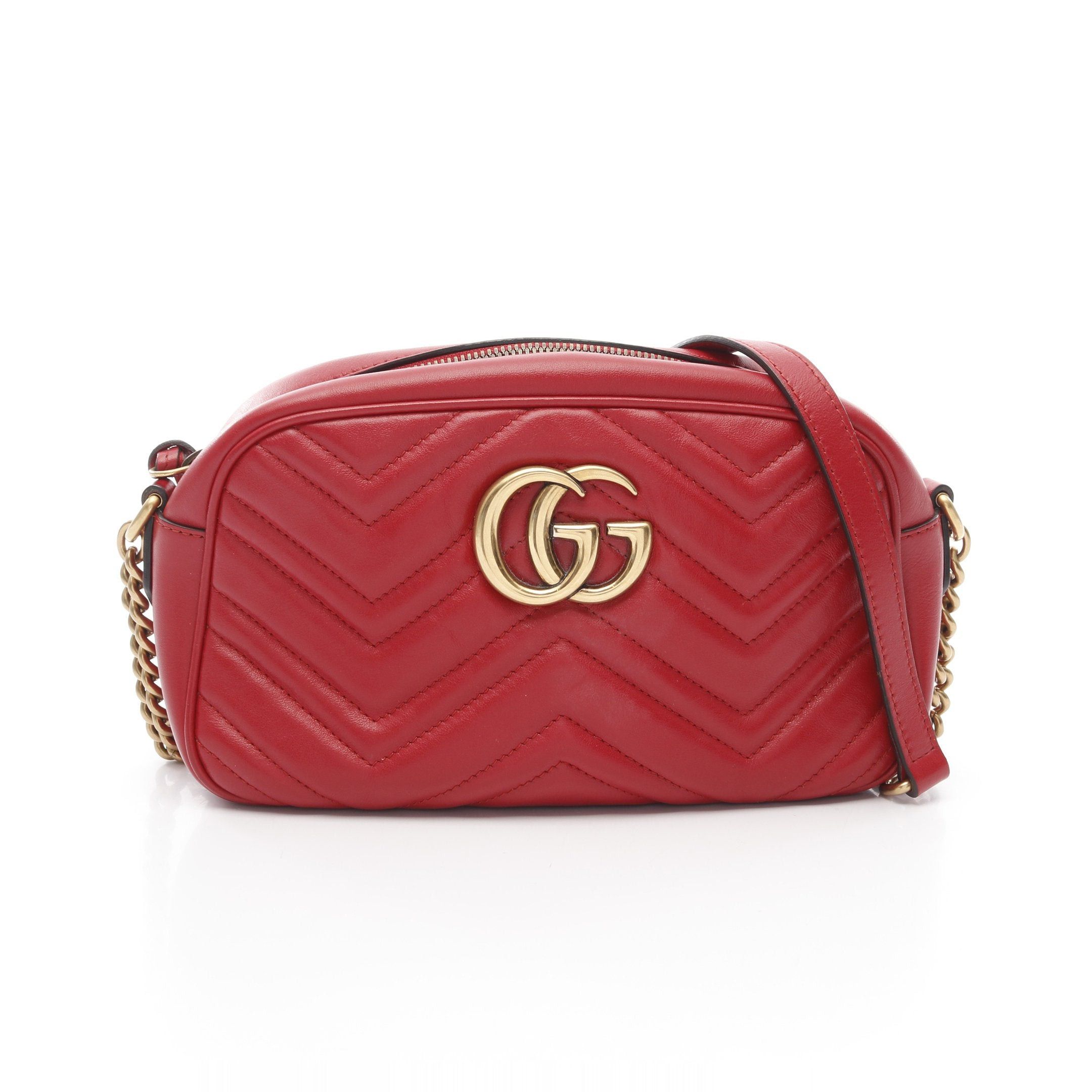 Gucci Gucci Gg Marmont Chain Shoulder Bag Leather Red Size ONE SIZE - 1 Thumbnail