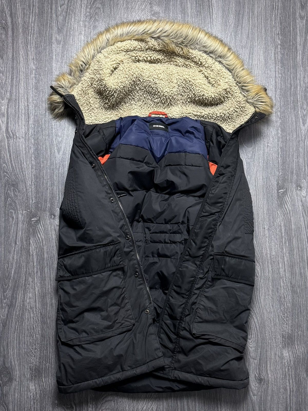 Diesel × Vintage Diesel Zip Fur Hoodie Parka Ifsixwasnine Lgb Style Size US L / EU 52-54 / 3 - 12 Thumbnail