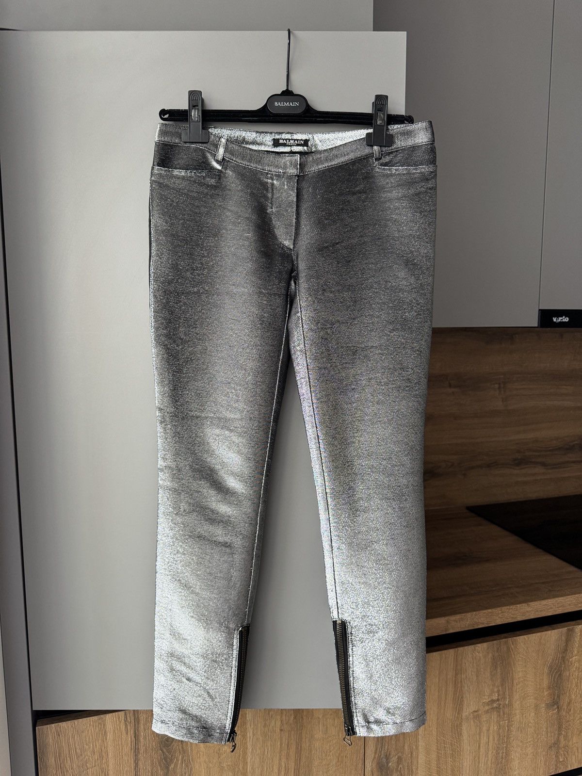 Balmain Balmain Silver Metallic Low Waist Zipper Pants Size 26" / US 2 / IT 38 - 2 Thumbnail