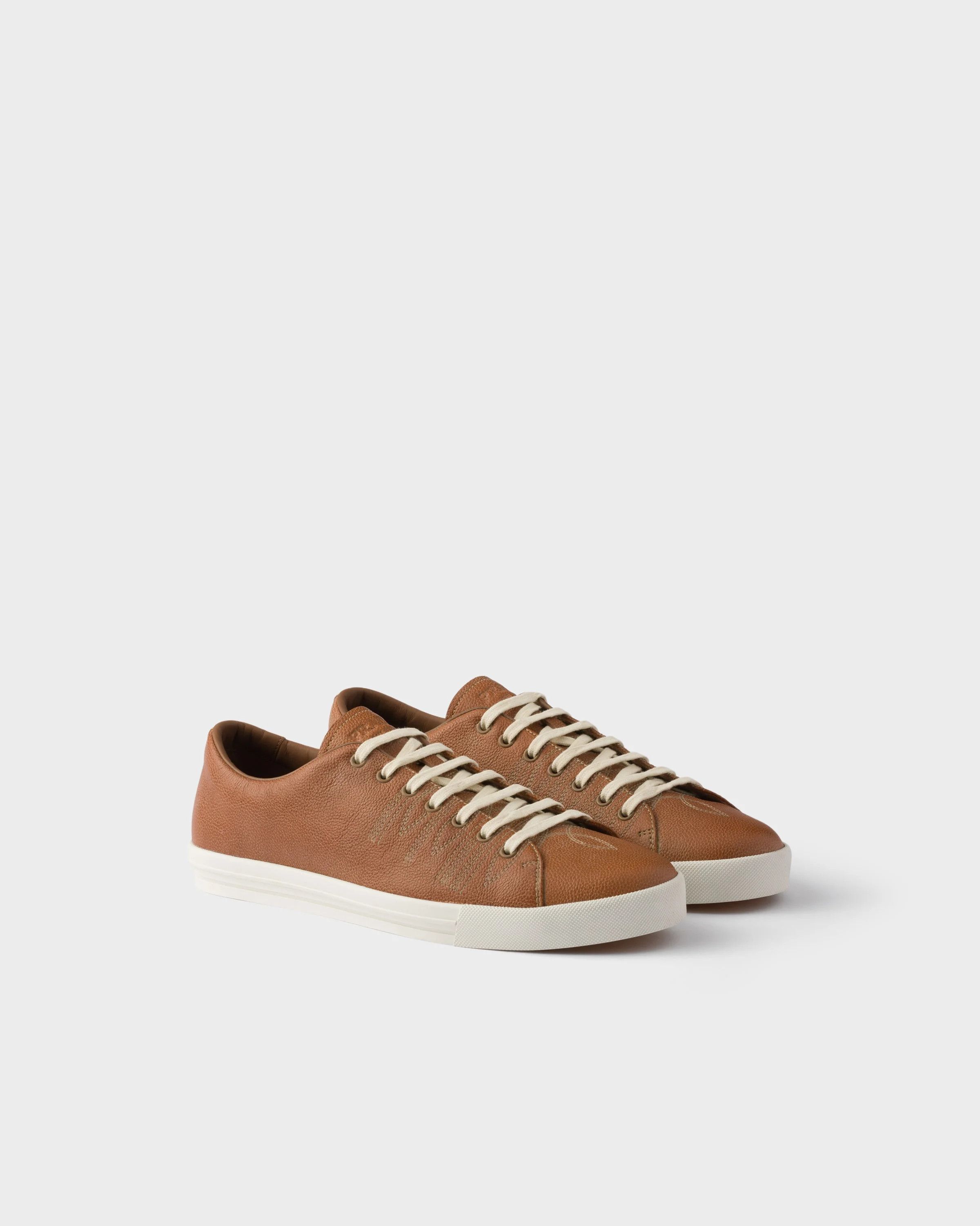 Prada o1w1db10426 Aged-Effect Leather Sneakers in Brown Size US 8 / EU 41 - 1 Thumbnail
