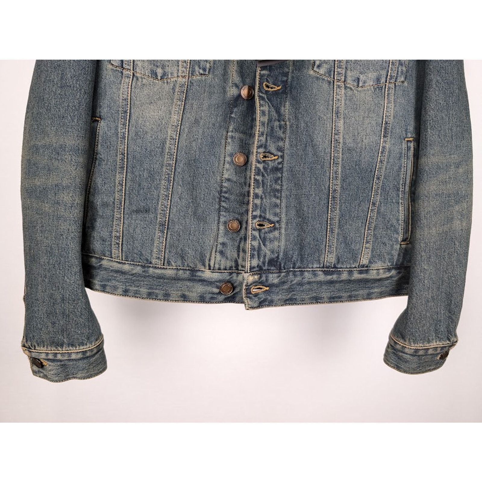 Saint Laurent Paris o1rshd1 Shearling Denim Jacket in Light Blue Size US XXL / EU 58 / 5 - 12 Thumbnail
